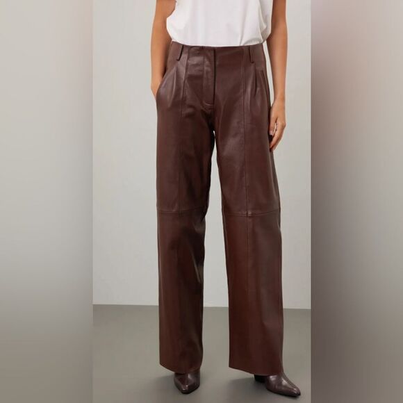 VEDA Leather Trousers Pants Size 10 - Picture 4 of 8